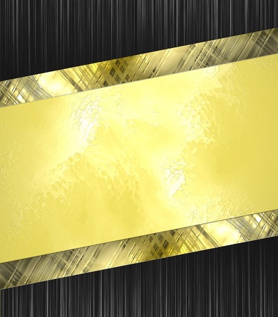 Abstract yellow background with abstract black edged with gold trim. Design template. Design siteの写真素材