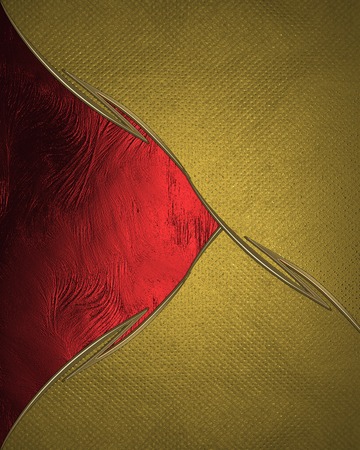 Gold background paper with vintage grunge texture and graceful curved red ribbon. Design template. Design siteの写真素材