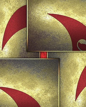 Abstract red golden background with golden platesの写真素材
