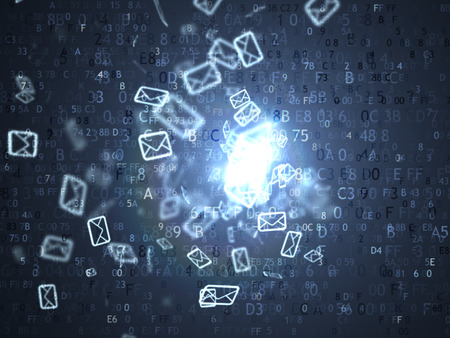 Many letters in the box. Concept SPAM. Many e-mailの写真素材