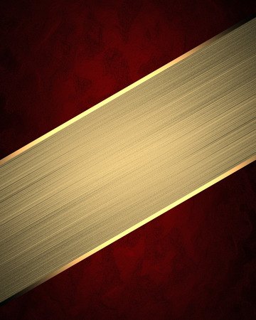 Abstract red background with a gold plate. Element for design.の写真素材