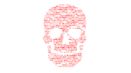Concept of computer security. The skull of the hexadecimal code. Pirate online. Cyber criminals. Hackers cracked the codeの写真素材