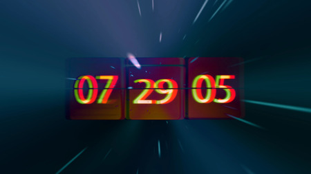 Chaotic moving clock. Infinitely fast moving clock. The concept of bending time and space. Grunge...