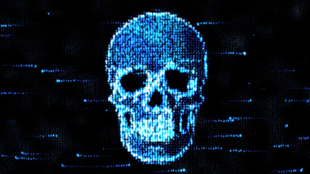 Security Concept. Skull of binary code. Piracy on the Internetの写真素材