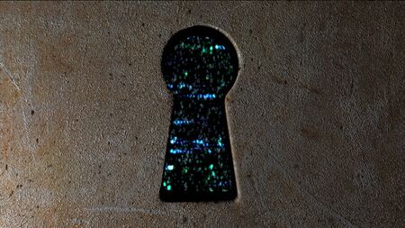 Security concept: hex code and binary code in the keyhole. cybersecurityの写真素材