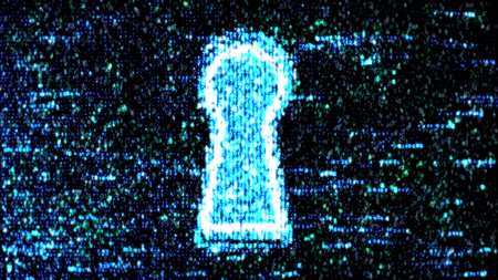 Security concept: hex code and binary code in the keyhole. cybersecurityの写真素材