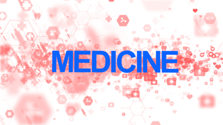 Medical icons on white background. word Medicineの写真素材