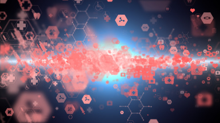 Medical icons on the blue background. Medical backgroundの写真素材