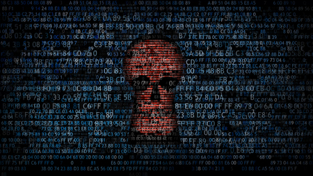 Hacking data. Hacking and stealing information. Codeの写真素材