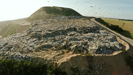 City dump household waste. Aerial photography. City dump