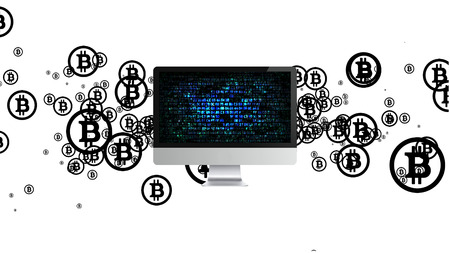 Extraction of cryptocurrency. Mining bitcoin. Mining of crypto currencyの写真素材