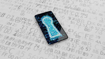 Protect your phone from unauthorized access. Access closed. 3D illustration.