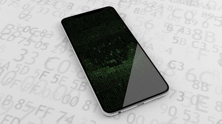 Watch, spy, hacking, hacker. The phone is infected with a spyware virus. Identity theft. 3D...