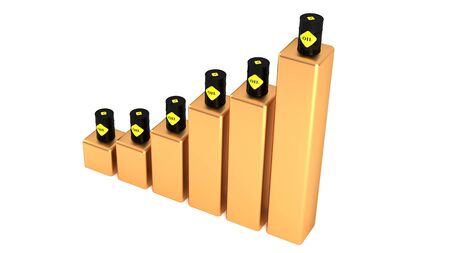 Rising prices of oil, diesel fuel. Oil prices are rising. 3D illustration. 39.