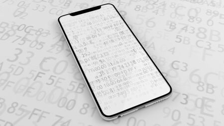Phone with software code. Encryption. Encrypted phone secure 25.の写真素材