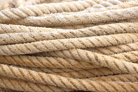 A coil of thick marine grade rope.の写真素材