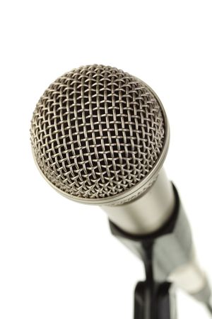A microphone in a holder, isolated on a white background.の写真素材