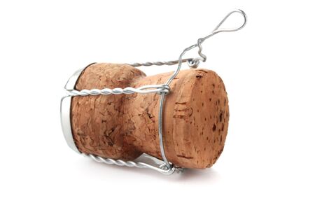 A champagne cork, isolated on a white background.