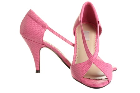 Pink ladies pumps, isolated on a white background.の写真素材