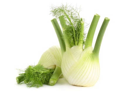 Fresh, organic fennel on a white background.の写真素材