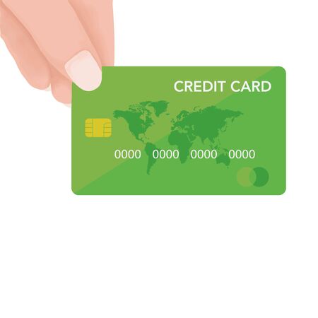 hand holding credit card. quick payment concept. financial and virtual money payment cashless transaction. Vector flat cartoon illustration for web sites and banners design.のイラスト素材