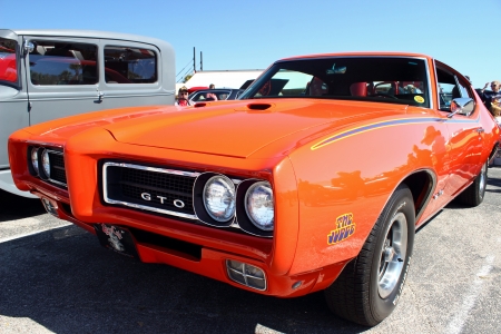 A classic orange Pontiac GTO Judge hot rod  at the Run to the Sun car show in Myrtle Beach, SC USA March 15th 2013.のeditorial素材