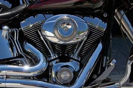 A  Harley Davidson Fatboy chrome motor