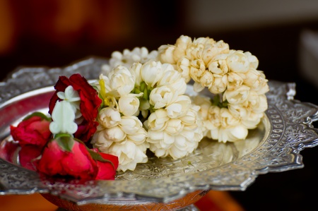 Flower Garlands for Hindu Religious Ceremony の写真素材