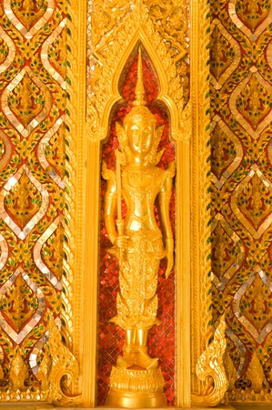 Thai art style on wall, take photo from temple in Ubon Ratchathani, Thailandのeditorial素材