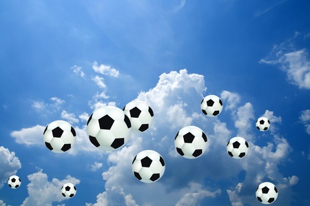 soccer ball in the skyの写真素材