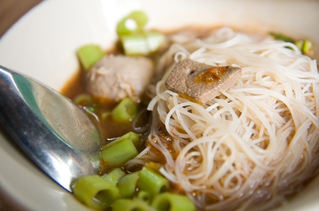 Noodles spicy in bowlの写真素材