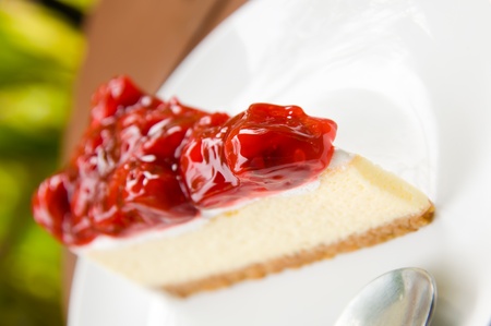cake with strawberry toppingの写真素材