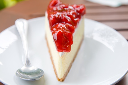 cake with strawberry toppingの写真素材