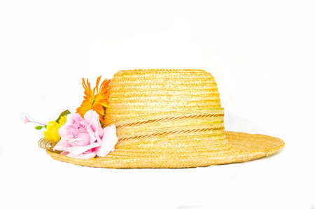weave brown hat white flower
