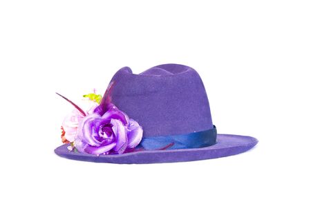 Women purple hat with a flowerの写真素材