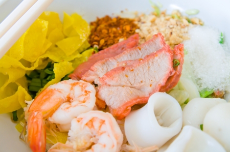 noodles with seafoodの写真素材