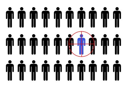 one person targeted among the crowd の写真素材