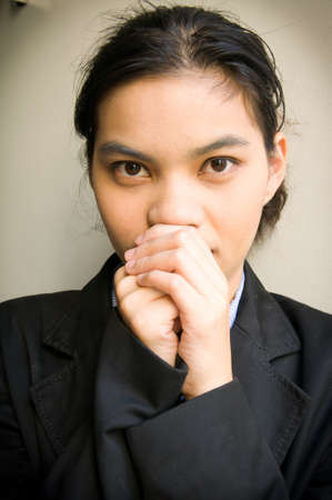 Business women hands crossed imploring