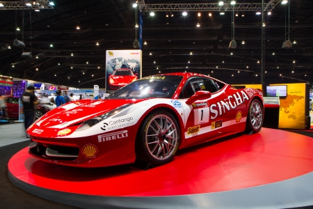 NONTHABURI - December 9  Detail of Ferrari 458 decoration and modify by Singha Team display on stage at The 30th Thailand International Motor Expo on December 9, 2013 in Nonthaburi, Thailand  のeditorial素材