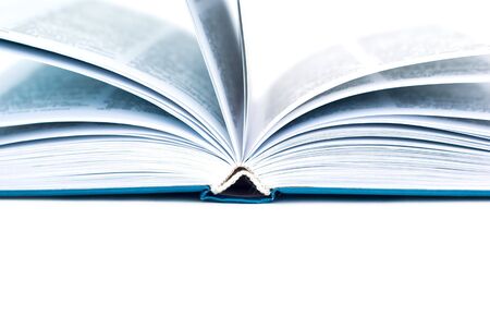 close-up of the blue open bookの写真素材