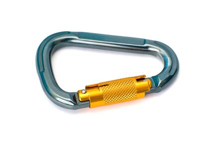 Isolated new carabiner without scratches