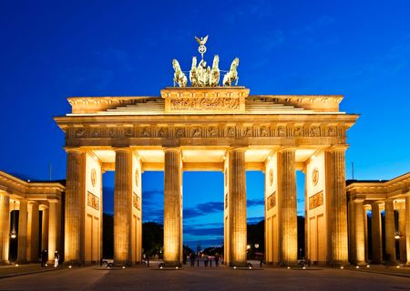 Brandenburg Gate in Berlin at night. Germany.の写真素材