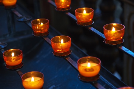 Prayer candles in a churchの写真素材
