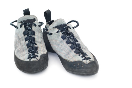 climbing shoes isolated on whiteの写真素材