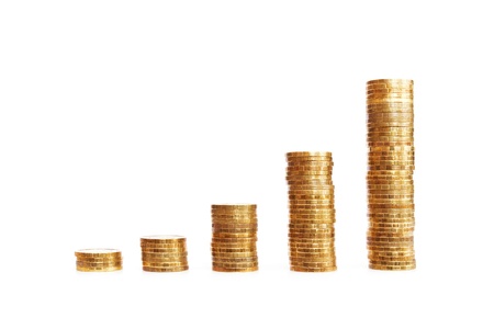 Stacks of coins showing your financial growthの写真素材