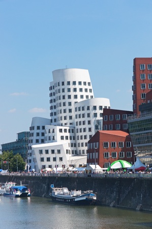 Modern Buildings in Media Port (Medienhafen) in Dusseldorfの写真素材