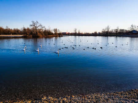 Croatia Zagreb Jarun Lake Landscapeの写真素材