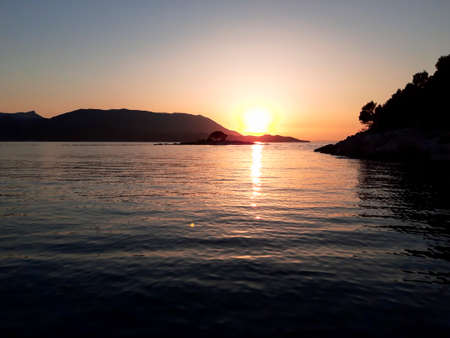 Sunset At Adriatic Sea Croatiaの写真素材