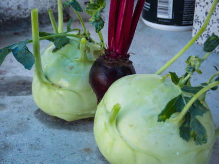 Healthy Beet Kohlrabi Closeup Macroの写真素材