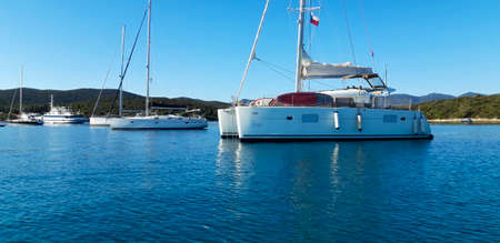 Anchored Luxury Boat In Marineのeditorial素材